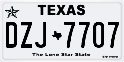 TX license plate DZJ7707