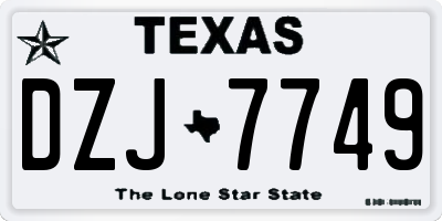 TX license plate DZJ7749
