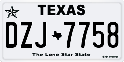 TX license plate DZJ7758