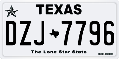 TX license plate DZJ7796