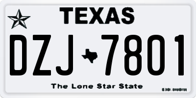 TX license plate DZJ7801