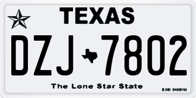 TX license plate DZJ7802