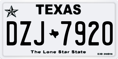 TX license plate DZJ7920