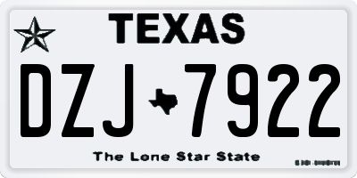 TX license plate DZJ7922