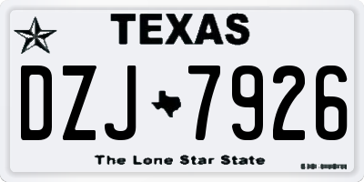 TX license plate DZJ7926