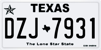 TX license plate DZJ7931