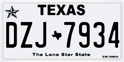TX license plate DZJ7934