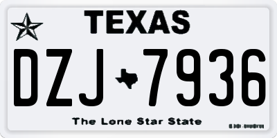 TX license plate DZJ7936