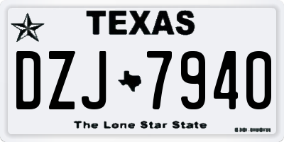 TX license plate DZJ7940