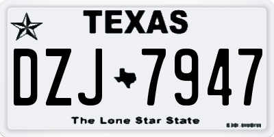TX license plate DZJ7947