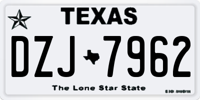 TX license plate DZJ7962