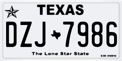 TX license plate DZJ7986