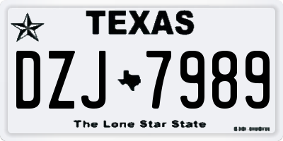 TX license plate DZJ7989