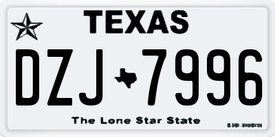 TX license plate DZJ7996