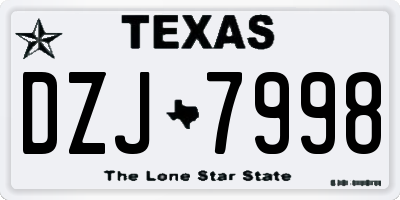 TX license plate DZJ7998