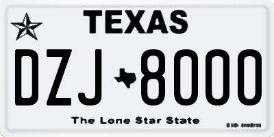 TX license plate DZJ8000