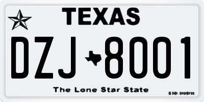 TX license plate DZJ8001