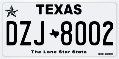 TX license plate DZJ8002