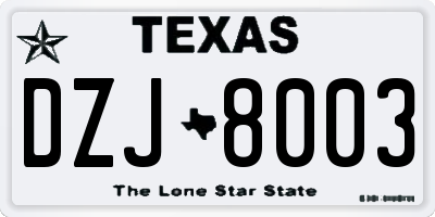 TX license plate DZJ8003