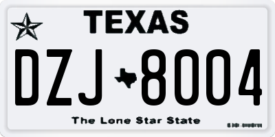 TX license plate DZJ8004