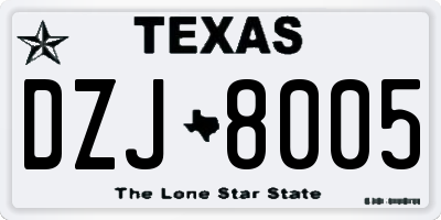 TX license plate DZJ8005