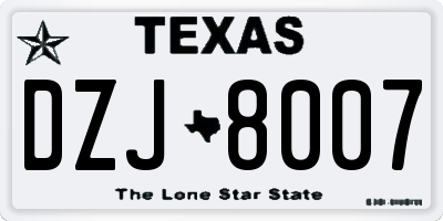 TX license plate DZJ8007