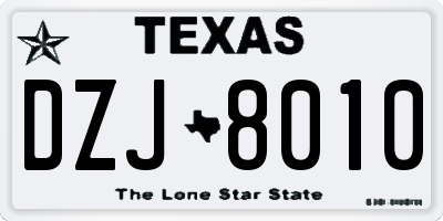 TX license plate DZJ8010