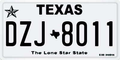 TX license plate DZJ8011