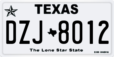 TX license plate DZJ8012