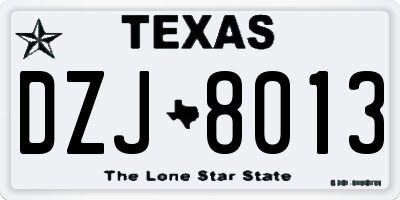 TX license plate DZJ8013