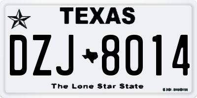 TX license plate DZJ8014