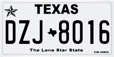 TX license plate DZJ8016