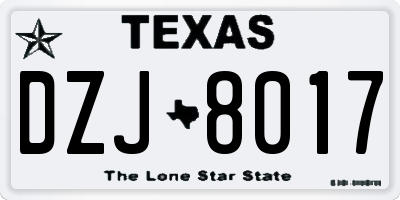 TX license plate DZJ8017