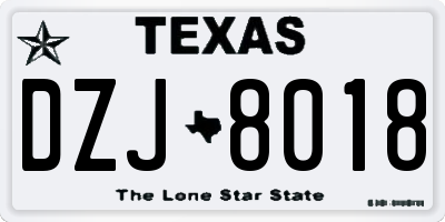 TX license plate DZJ8018