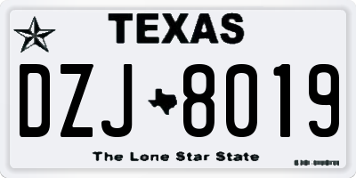 TX license plate DZJ8019