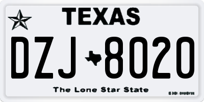 TX license plate DZJ8020