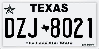 TX license plate DZJ8021