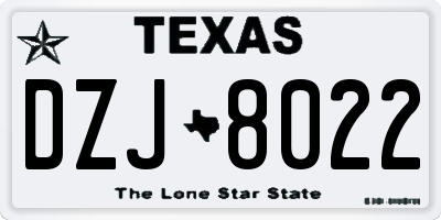 TX license plate DZJ8022