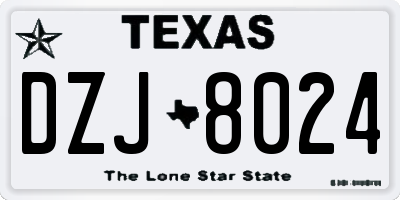 TX license plate DZJ8024