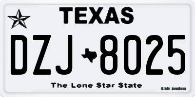 TX license plate DZJ8025