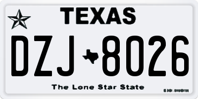 TX license plate DZJ8026