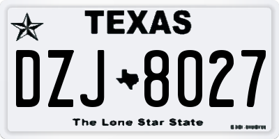 TX license plate DZJ8027