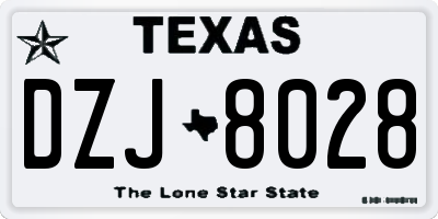 TX license plate DZJ8028