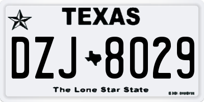 TX license plate DZJ8029