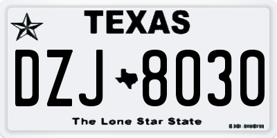 TX license plate DZJ8030