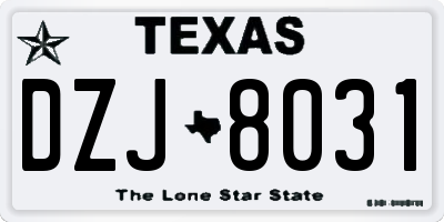 TX license plate DZJ8031