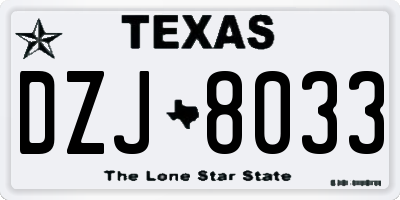 TX license plate DZJ8033