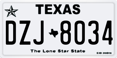 TX license plate DZJ8034
