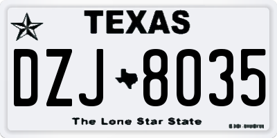 TX license plate DZJ8035