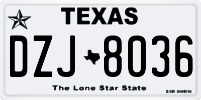 TX license plate DZJ8036